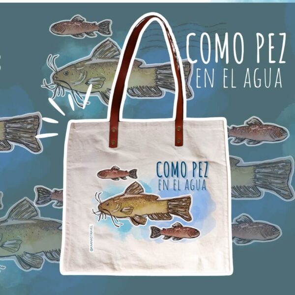 Totebags Poisson dans l'eau - Cuir & Coton – Image 2